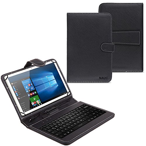 NAUC Hülle Tasche Keyboard Case für Tablet Tastatur QWERTZ Standfunktion Micro USB Schutz Cover mit Standfunktion und Magnetverschluss, Tablet Modell für:Acer Aspire Switch 10 von NAUC