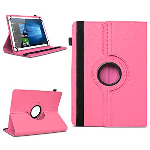 NAUC Robuste Tablet Schutzhülle kompatibel mit PEAQ Tablet PET 100 101 1008 aus Kunstleder Hülle Tasche Standfunktion 360° Drehbar Cover 10.1 Zoll Universal Case, Farben:Pink von NAUC