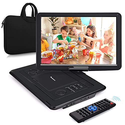 NAVISKAUTO 15,6 Zoll Tragbarer DVD Player Auto Groß, HDMI Eingang, 6 Stunden Akku, Portabler DVD-Player Auto Fernseher Kinder TV 1080P, USB, SD Karte von NAVISKAUTO