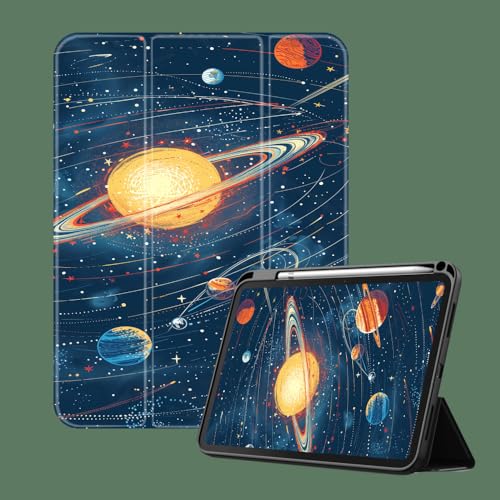 Hülle Für Ipad 10. Generation 2022 – 10,9 Zoll Ipad-Hülle Mit Schlanker Schale Und Dreifach Faltbarer Smart-Stand-Abdeckung – Handgezeichneter Planet-Universum-Druck, Schützende TPU-Hülle Für von NAWVNMI