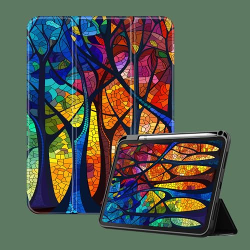 Smart Case Für Ipad Pro 11 Zoll Hülle (M4) 2024 (Modell A2836/A2837/A3006), Dreifach Faltbare Standback-Shell Smart Cover Für Ipad Pro 11" M4 5. Generation 2024, Abstrakte Bunte Bäume von NAWVNMI