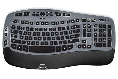 Tastaturabdeckung für Logitech K350 MK550 MK570 Wave ergonomische Tastatur, ultradünn, staubdicht, wasserdicht, für Logitech K350 MK550 MK570 (schwarz) von NBOXUMG