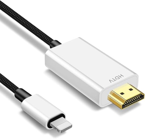 NCGGY HDMI-Kabel für Phone,Lighting hdmi Adapter,zur Übertragung von Phone, Pad oder Pod auf TV, light1ing auf hdmi Anschlusskabel,OS 17,16,15,14,YouTube-TV-Ausgang,HD-Auflösung 1080P,1m von NCGGY