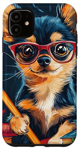 Hülle für iPhone 11 Chihuahua Zurück zur Schule, Lehrer, Schüler, Lustiger Chihuahua von NCM Chihuahua Dog Lover Designs