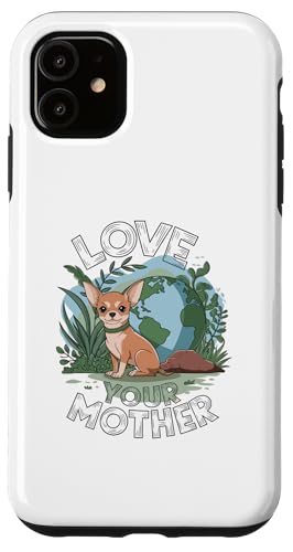 Hülle für iPhone 11 Niedlicher Chihuahua Hund Earth Day Floral Funny Chihuahua von NCM Chihuahua Dog Lover Designs