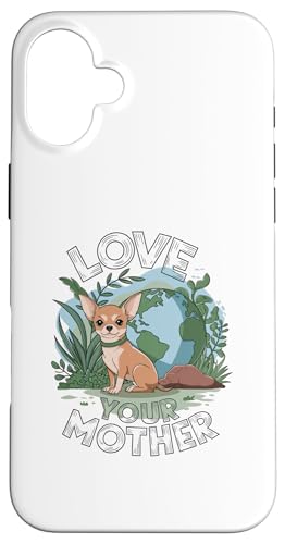 Hülle für iPhone 16 Plus Niedlicher Chihuahua Hund Earth Day Floral Funny Chihuahua von NCM Chihuahua Dog Lover Designs