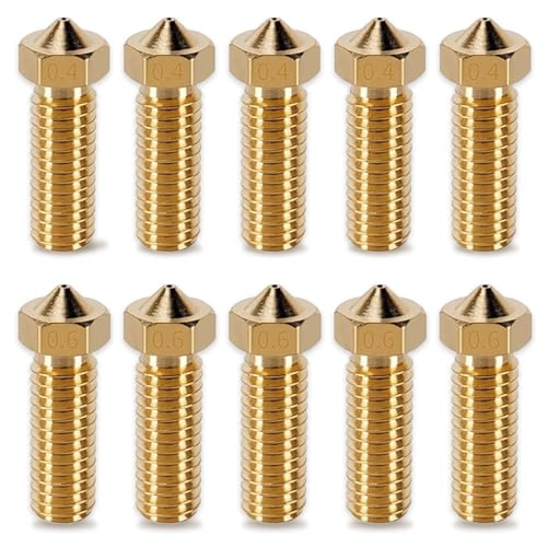 10 Stück Messing Düsen 3D Drucker Teile Nozzles Kit 3D Drucker Düse Messingdüsen Extruder Düsen für Anycubic Kobra 2 (0.4mm, 0.6mm) von NCOALE