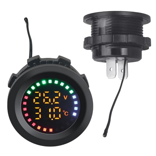 NCONCO DC 12V Auto- Voltmeter mit LED- Digitalanzeige, Auto Farbbildschirm Voltmeter Temperatur Monitor Meter für Auto Motorrad LKW Boot Marine von NCONCO