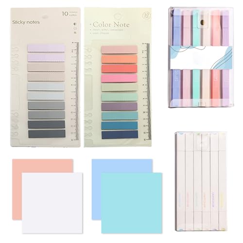 NCZCDZSW 12 Textmarker Pastell mit 600 Transparente Haftnotizen Dual Pastell Textmarker Transparent Sticky Notes mit Wasserfest haftnotizen klebezettel für Markerstifte Tagebuchplaner Schulen Büros von NCZCDZSW