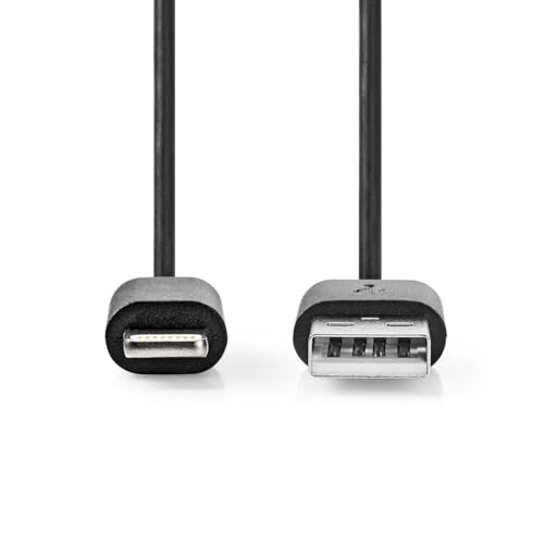 Lightning Kabel - USB 2.0 - Apple Lightning 8-Pin - USB-A Stecker - 480 Mbps - Vernickelt - 1.00 m - Rund - PVC - Schwarz - Label von NEDIS