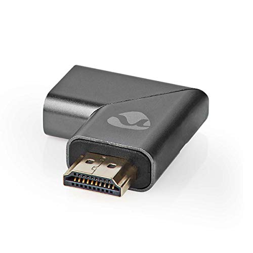 NEDIS HDMI™ -Adapter | HDMI Stecker/HDMI™ Stecker | HDMI Buchse/HDMI™ Ausgang | Vergoldet | Links abgewinkelt | Aluminium | Anthrazit | 1 Stück | Verpackung mit Sichtfenster Anthrazit von NEDIS