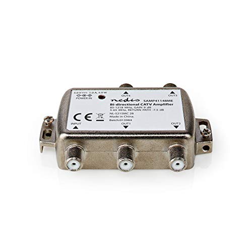 NEDIS SAMP41148ME CATV-Verstärker | Verstärkung: 9 dB | 85-1218 MHz | Anzahl der Ausgänge: 4 | Rückweg | Silber von NEDIS