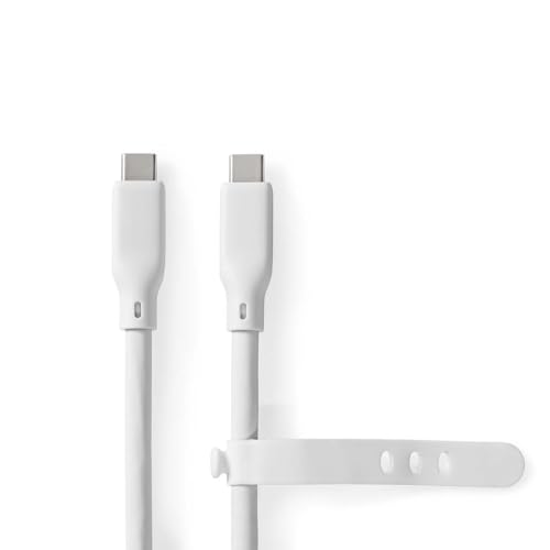 Nedis USB-Kabel | USB 3.2 Gen 2 | USB-C™ Stecker | USB-C™ Stecker | 240 W | 8K@30Hz | 20 Gbps | Vernickelt | 1.00 m | Rund | Silikon | Weiss | Box von NEDIS