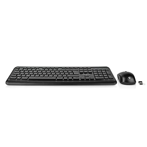 Nedis KBMCW100BKDE Maus und Tastatur-Set | Wireless | Maus- und Tastaturverbindung: USB | 800/1200 / 1600 DPI | Einstellbar DPI | QWERTZ | DE-Layout von NEDIS