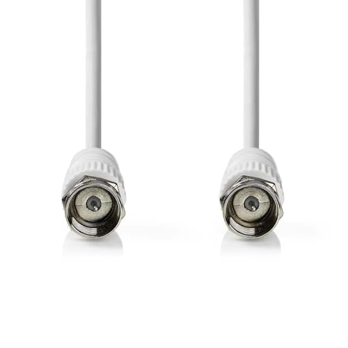 Nedis Satelliten- und Antennenkabel - F Stecker - F Stecker - Vernickelt - 75 Ohm - Doppelt geschirmt - 3.00 m - Rund - PVC - Weiss - Label von NEDIS