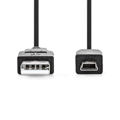 Nedis USB-Kabel - USB 2.0 - USB-A Stecker - USB Mini-B 5 pin Stecker - 480 Mbps - Vernickelt - 3.00 m - Rund - PVC - Schwarz - Label von NEDIS