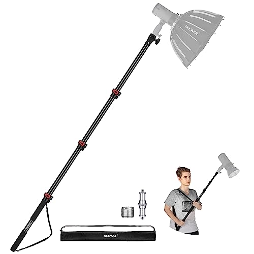 NEEWER 230cm Handliches Lichtstativ Teleskop Aluminium mit 1/4", 3/8", 5/8" Schraube/Einfachem Klappverschluss/Schultergurt/Kabelbindern/Tasche, Auslegerständer für Videolicht Flash Mikrofon, MS-230C von NEEWER