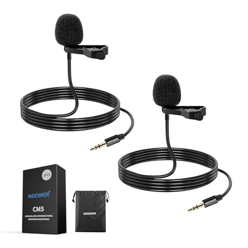 NEEWER 2er Lavalier Mikrofon, omnidirektionales Kondensator Ansteckmikrofon, kabelgebunden, für die Bühne YouTube Live Streaming kompatibel mit Rode Wireless GO II 2 DJI Wireless Mic Transmitter CM5 von NEEWER