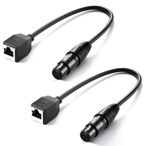 NEEWER 3 Pin DMX XLR Buchse auf RJ45 Buchse Kabel, 2er Pack RJ45 auf 3 poliger XLR Adapter XLR Anschluss nur für NEEWER TL60 RGB Röhrenlichtstab und DMX512 Konsole Beleuchtungssteuerung, 35cm, NC008 von NEEWER