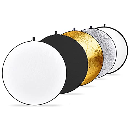 NEEWER 43"/110cm Lichtreflektor Lichtdiffusor 5 in 1 zusammenklappbare Multischeibe mit Tasche durchscheinend, Silber, Gold, Weiß und Schwarz für Studio Fotografie Beleuchtung und Außenbeleuchtung von NEEWER