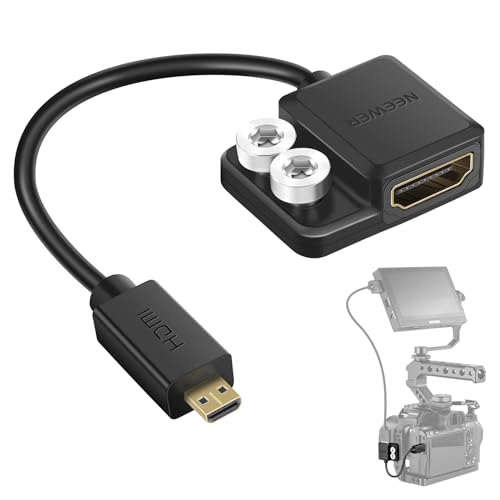 NEEWER 4K/60Hz Micro HDMI auf HDMI Adapter Kabel,D auf A,Micro Stecker auf HDMI Buchse Kabel mit zwei 1/4" Schrauben,kompatibel mit Sony A7R IV A7C ZV-1 ZV-E10 Canon M50 M50 II Fujifilm X-T2 X-T3-3021 von NEEWER