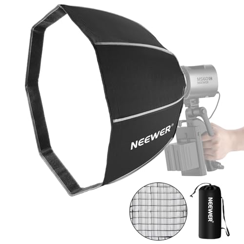 NEEWER 50 cm achteckige Softbox mit benötigter Halterung, schnell zusammenklappbar, schnell aufgebaut, Octabox-Softbox mit Lichtdiffusoren/Wabengitter/Tasche für MS60, MS60B, MS60C, MS150B, von NEEWER