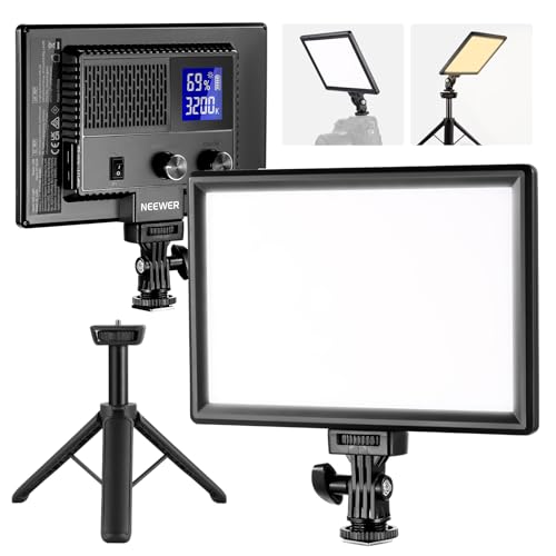 NEEWER 9" LED Videolicht Panel dimmbares weiches Licht für DSLR Kamera mit Mini Stativ 4000mAh Akku USB Type C Anschlüsse 3200K~5600K CRI95+ 600Lux Fotografie Videoaufzeichnung Live Streaming NL-116AI von NEEWER