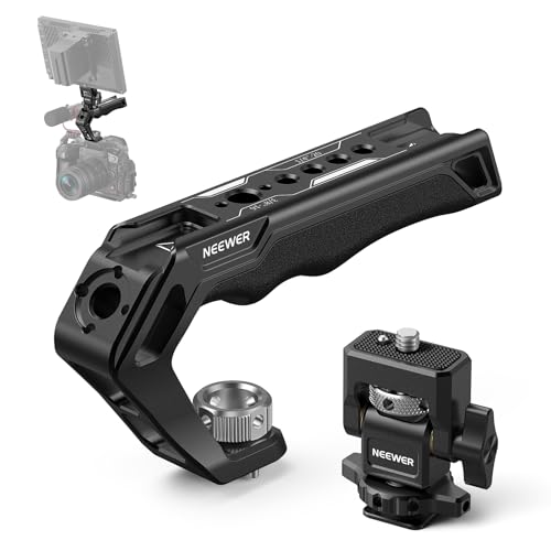 NEEWER CA007 Top Handle Griff + MA006 Monitor Halterung Set Kamera Käfig Grip mit 3/8" Locating für ARRI, Cold Shoe Monitorhalterung 180° Neigungsdämpfung für Feldmonitor kompatibel mit Atomos Ninja V von NEEWER