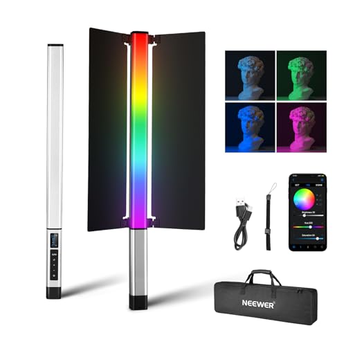 NEEWER CL124 II RGB Videoleuchte Handheld LED Lichtstab Videolicht mit APP Steuerung, 3200mAh Akku, 360° Vollfarbe 16W 2500K-10000K PWM Dimmung 1560Lux/0,5 CRI97 + 17 Szenen Fotografie Leuchtstab von NEEWER