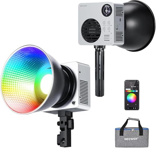 NEEWER HB80C RGBWW LED Videoleuchte mit integriertem 72Wh Akku und 100W PD Schnellladefunktion, 80W Mini RGB COB Dauerlicht Bowens Mount Handscheinwerfer 2500K-7500K, 10400lux/m, 18 Effekte von NEEWER