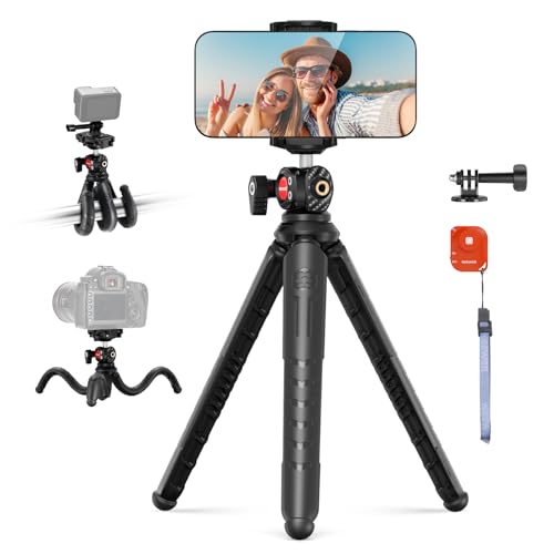 NEEWER Handy Stativ Mini Tripod Flexible mit Fernbedienung, Halterung Smartphone Vlog Selfie Stock, Action Kamera Adapter Handystativ kompatibel mit iPhone GoPro Hero 13 12 11 10 Samsung Kamera TP35 von NEEWER