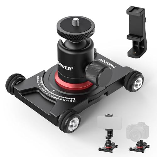 NEEWER Kamera Slider Dolly mit Kugelkopf und Telefonklemme, 4 rädriger Tisch Dolly mit 360° Panorama, kompatibel mit spiegelloser Kamera Mini Camcordern GoPro iPhone und Android Mobiltelefonen, SD001 von NEEWER