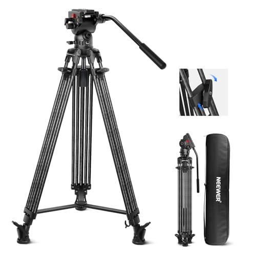 NEEWER LL34 78" Kamera Videostativ One Step Schnellspanner mit Dämpfungsflüssigkeitskopf robustes Kohlefaser Stativ mit Dual Modus QR Platte kompatibel mit DJI RS max Tragkraft 22 Pfund von NEEWER