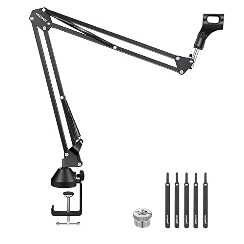 NEEWER Mikrofonarmständer,Aufhängung Boom Scherenmikrofonarmständer mit 3/8" bis 5/8" Schraube und Kabelbindern,kompatibel mit Blue Yeti Snowball Yeti X Quadcast usw.Max.Belastung 1,5kg (Schwarz) von NEEWER