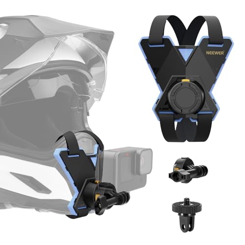 NEEWER Helm Motorrad Kinnhalterung Helm Strap Mount für Action cam mit magnetischem Schnellverschluss Kamerahalterung Adapter, Motorrad Helmhalterung kompatibel mit GoPro DJI Insta360 AKASO, GP19 von NEEWER