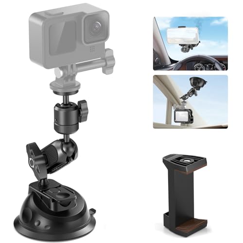 NEEWER Saugnapfhalterung für iPhone GoPro Action Kamera mit Magic Arm & 360° Pan 90° Tilt Kugelkopf, Schnellverschluss außerhalb Windschutzscheibe Autohalter mit Telefonhalterung, Max Load 2kg, CA029 von NEEWER