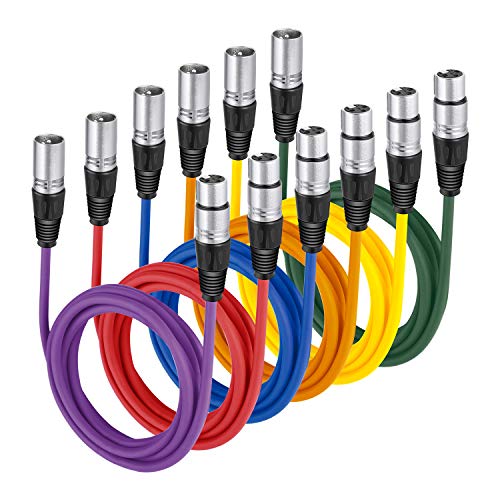 Neewer® 6er Pack 6.5FT / 2M XLR-Stecker auf XLR-Buchse Farbe Mikrofonkabel Gummi versiegelte Verbindungskabel Kabel Ausgewogene Schlangen Kabel (Grün, Blau, Lila, Rot, Gelb und Orange) von NEEWER