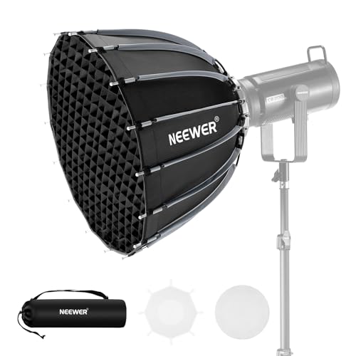 Neewer 55 cm Parabol-Softbox, schnell aufgebaut, schnell zusammenklappbar, mit Diffusoren/Gitter/Tasche, kompatibel mit Aputure 60X S 150c 300c RGB CB60 MS60B MS60C CB200B und Anderen von NEEWER