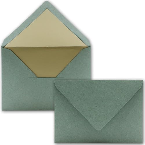 1000x Briefumschläge B6 mit Gold Innenfutter - 12,5 x 17,6 cm - Kraftpapier-Grün - gefüttert mit metallic Papier - Nassklebung - FarbenFroh by GUSTAV NEUSER von NEUSER PAPIER