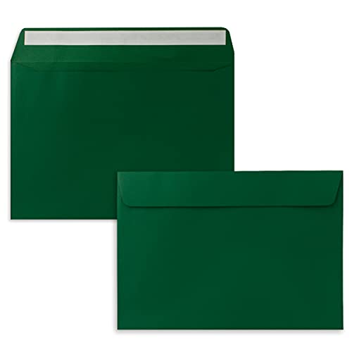 150x Briefumschläge DIN C5 Dunkelgrün (Grün) - 16,2 x 22,9 cm - Haftklebung - Edle Kuverts für große Einladungen und Karten zum Geburtstag oder Hochzeit von NEUSER PAPIER