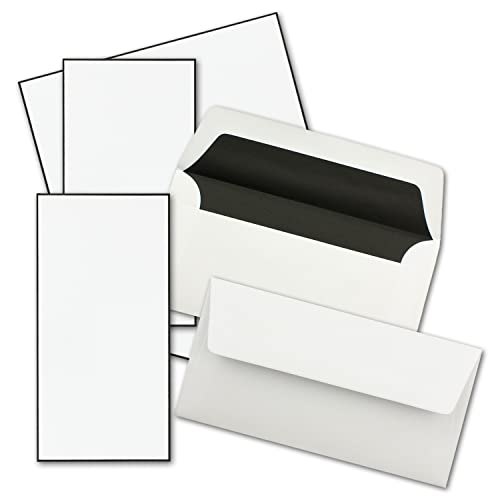 150x Trauerkarten Sets - DIN Lang Einzelkarten mit handgemachtem schwarzen Rand + Umschläge mit schwarzem Futter - Karten ohne Falz für Kondolenz von NEUSER PAPIER