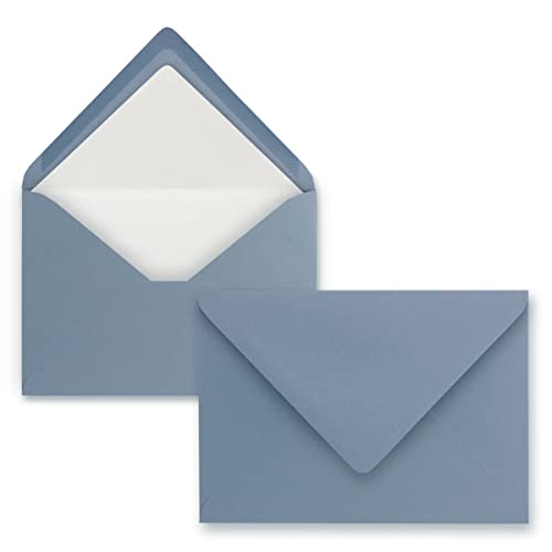 200 Briefumschläge Graublau (Blau) - DIN C6 - gefüttert mit weißem Seidenpapier - 100 g/m² - 11,4 x 16,2 cm - Nassklebung - NEUSER PAPIER von NEUSER PAPIER