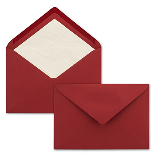 75x Brief-Umschläge C5 - Dunkel-Rot - gefüttert mit weißem Seidenpapier - 110 g/m² - 22,9 x 15,5 cm - Nassklebung von NEUSER PAPIER