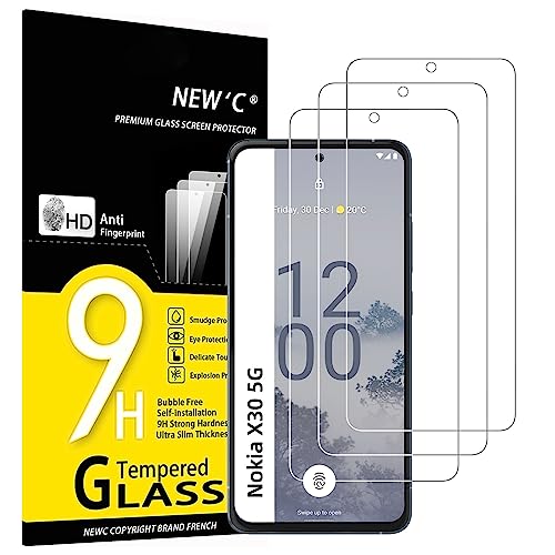 NEW'C 3 Stück, Panzer Schutz Glas für Nokia X30 5G, Frei von Kratzern, 9H Härte, HD Displayschutzfolie, 0.33mm Ultra-klar, Ultrabeständig von NEW'C