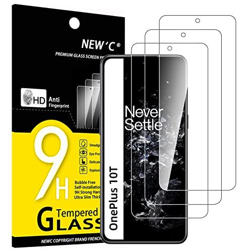 NEW'C 3 Stück, Panzer Schutz Glas für OnePlus 10T 5G (6,7"), Frei von Kratzern, 9H Härte, HD Displayschutzfolie, 0.33mm Ultra-klar, Ultrabeständig von NEW'C