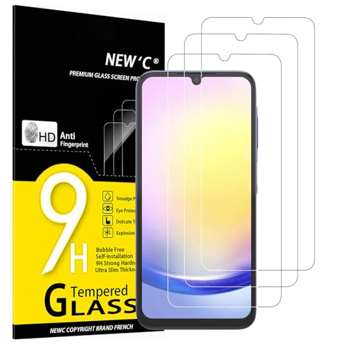 NEW'C 3 Stück, Panzer Schutz Glas für Samsung Galaxy A25 5G, M34 5G, Frei von Kratzern, 9H Härte, HD Displayschutzfolie, 0.33mm Ultra-klar, Ultrabeständig von NEW'C