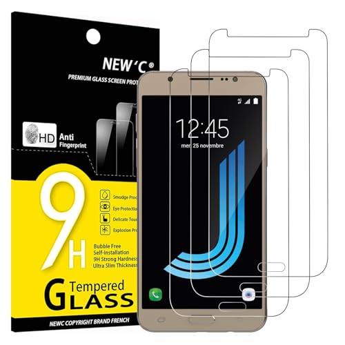 NEW'C 3 Stück, Panzer Schutz Glas für Samsung Galaxy J5 2016, Frei von Kratzern, 9H Härte, HD Displayschutzfolie, 0.33mm Ultra-klar, Ultrabeständig von NEW'C