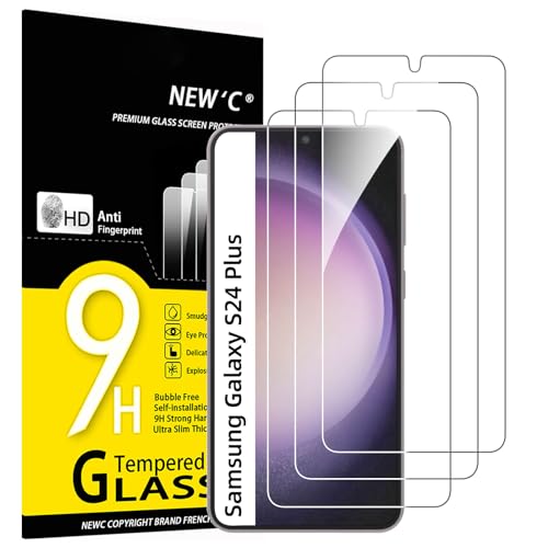 NEW'C 3 Stück, Panzer Schutz Glas für Samsung Galaxy S24 Plus / S24+ 5G, Frei von Kratzern, 9H Härte, HD Displayschutzfolie, 0.33mm Ultra-klar, Ultrabeständig von NEW'C