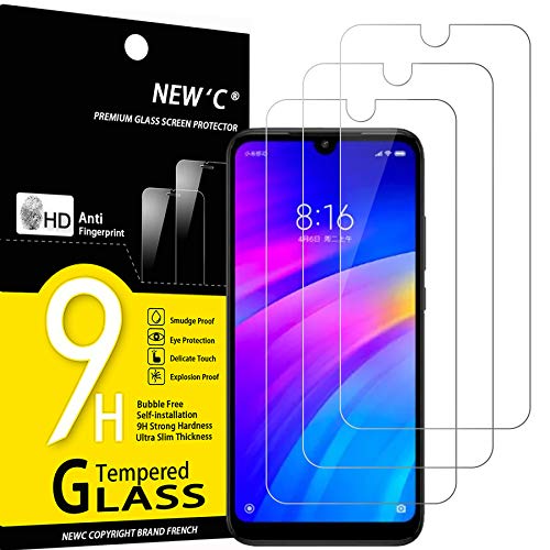 NEW'C 3 Stück, Panzer Schutz Glas für Xiaomi Redmi 7, Redmi Y3, Frei von Kratzern, 9H Härte, HD Displayschutzfolie, 0.33mm Ultra-klar, Ultrabeständig von NEW'C
