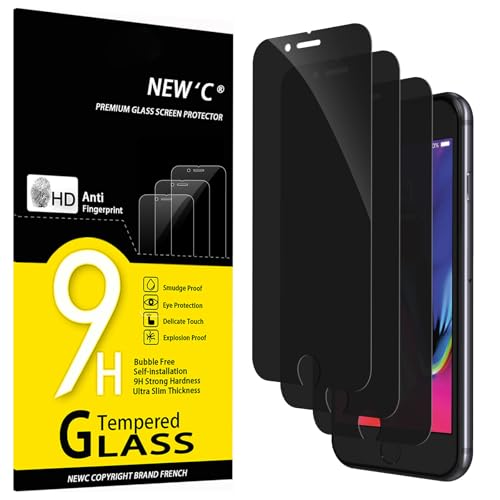 NEW'C 3 Stück, Sichtschutz Panzer Schutz Glas für iPhone 8, iPhone 7, Verbesserter 28-Grad-schutzwinkel, Ultra-Haltbare 9H Härte, Blasenfrei von NEW'C